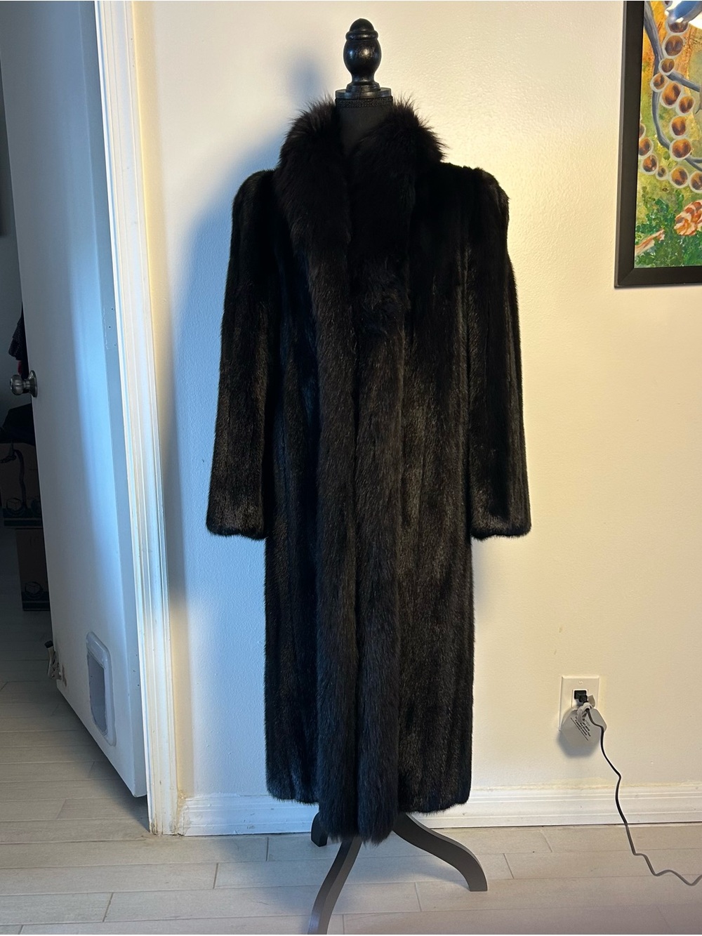 Vintage The Evans Collection Genuine Black Mink Fur Coat Full Length Women’s
